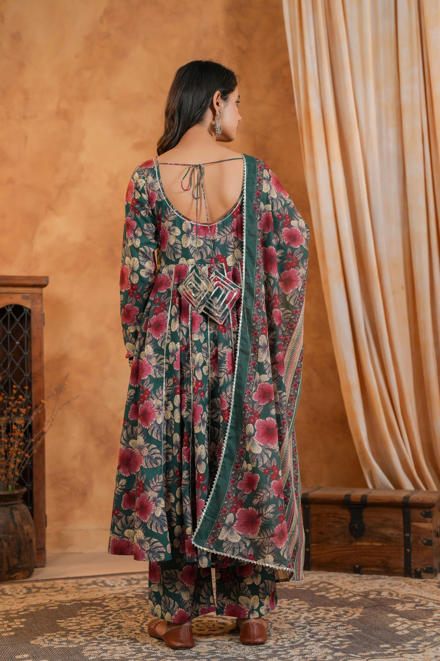 Emerald Bloom Cotton Suit Set