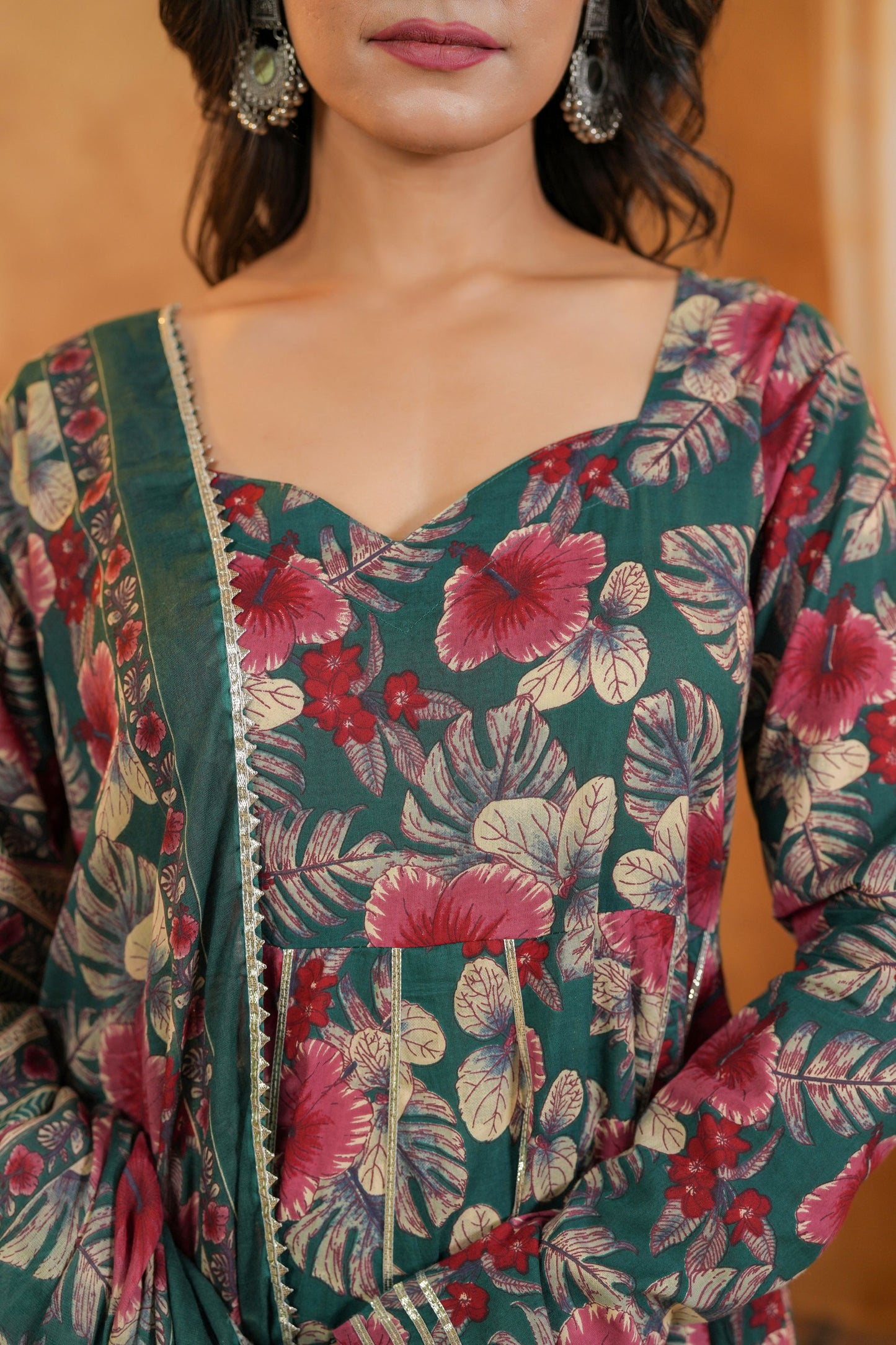Emerald Bloom Cotton Suit Set