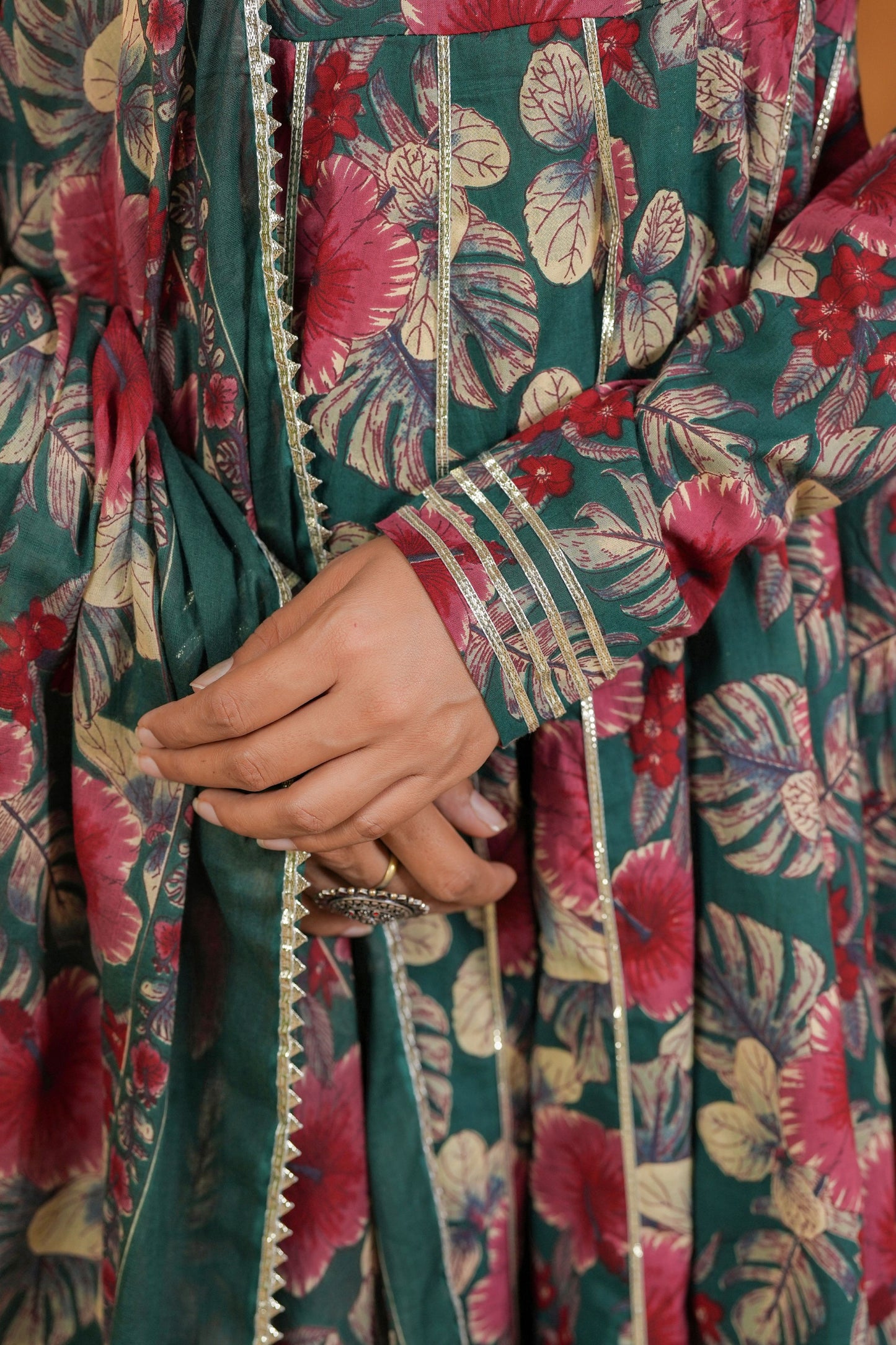 Emerald Bloom Cotton Suit Set