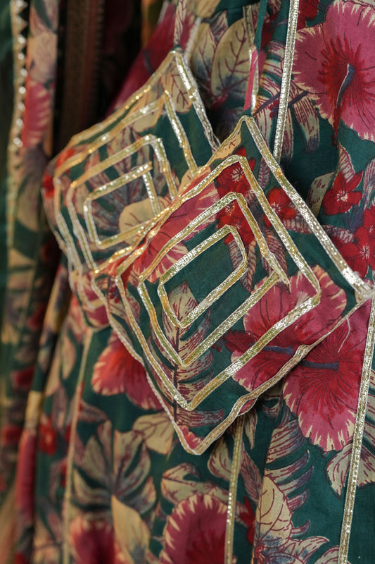 Emerald Bloom Cotton Suit Set