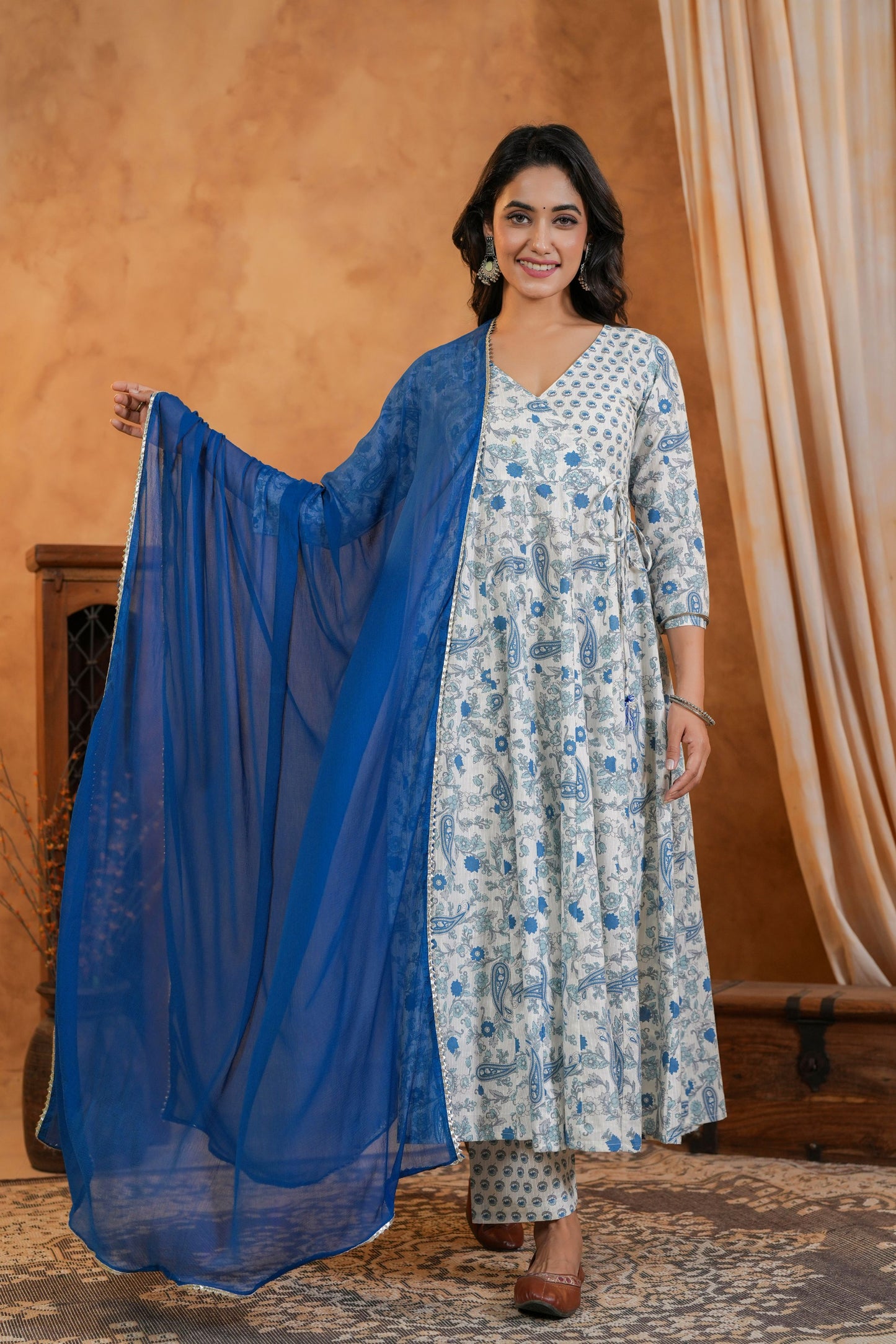 Iced Blue Cotton Suit Set