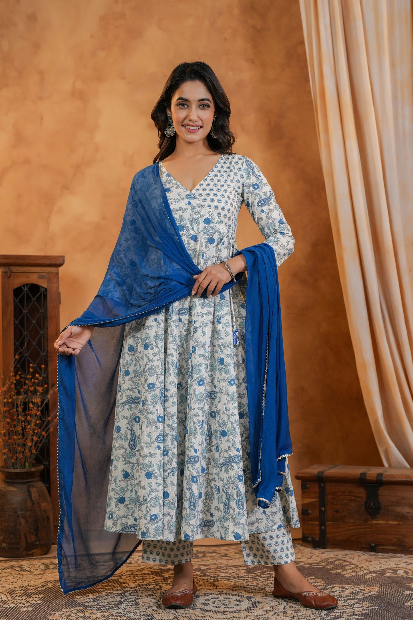Iced Blue Cotton Suit Set