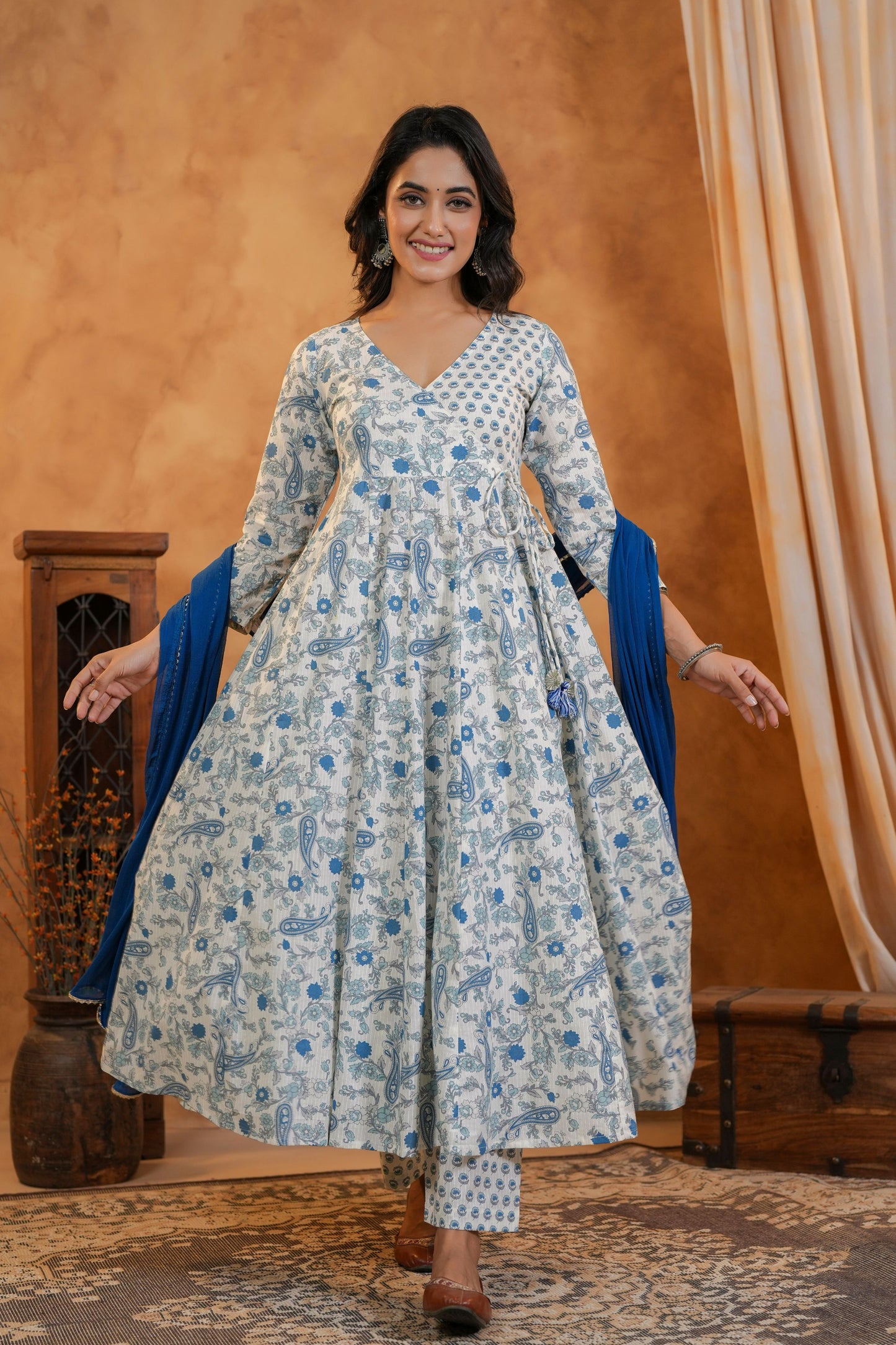 Iced Blue Cotton Suit Set