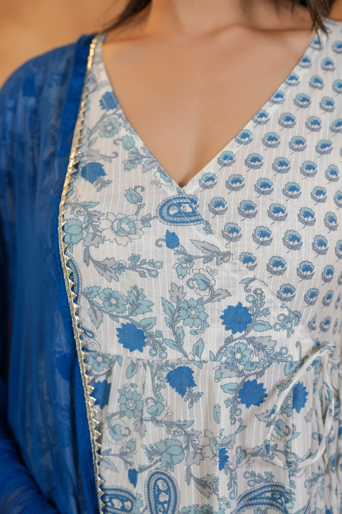 Iced Blue Cotton Suit Set