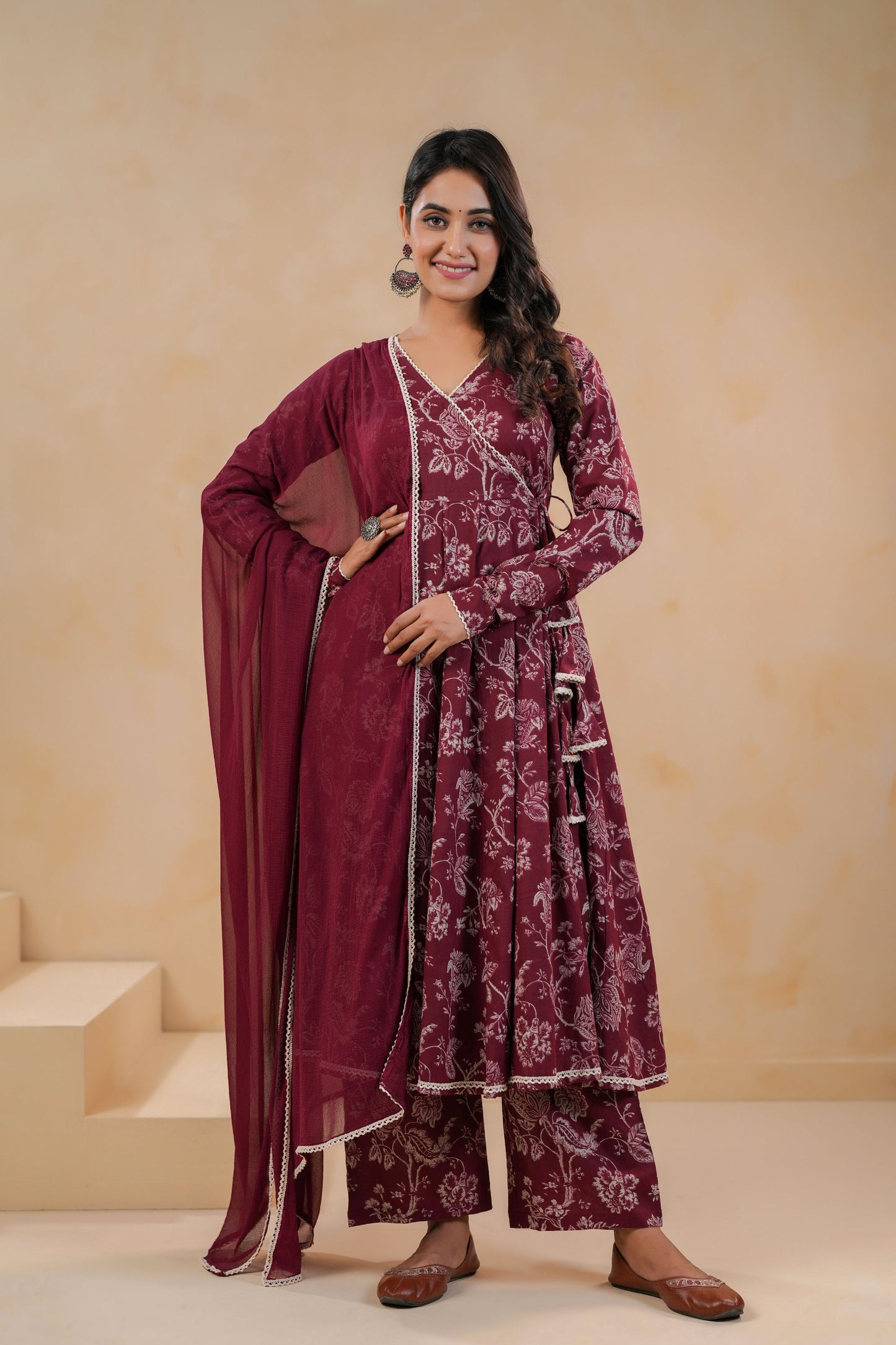 Maroon Muse Cotton Suit Set