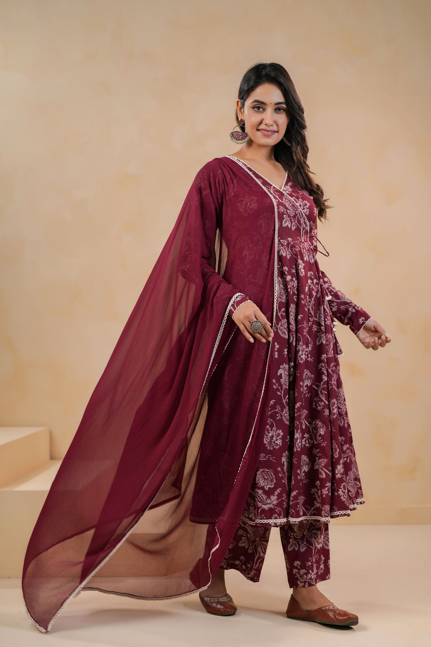 Maroon Muse Cotton Suit Set