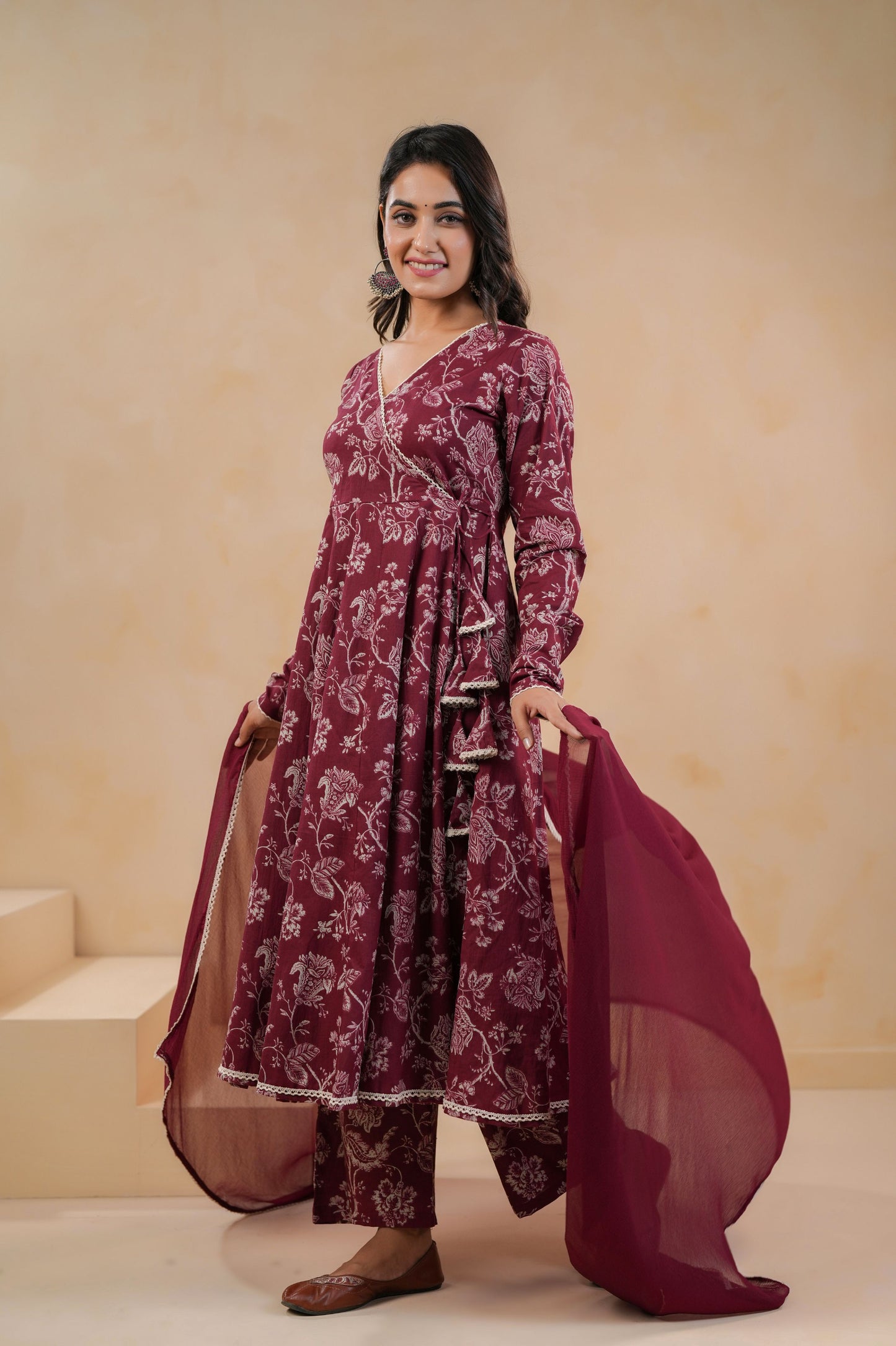 Maroon Muse Cotton Suit Set