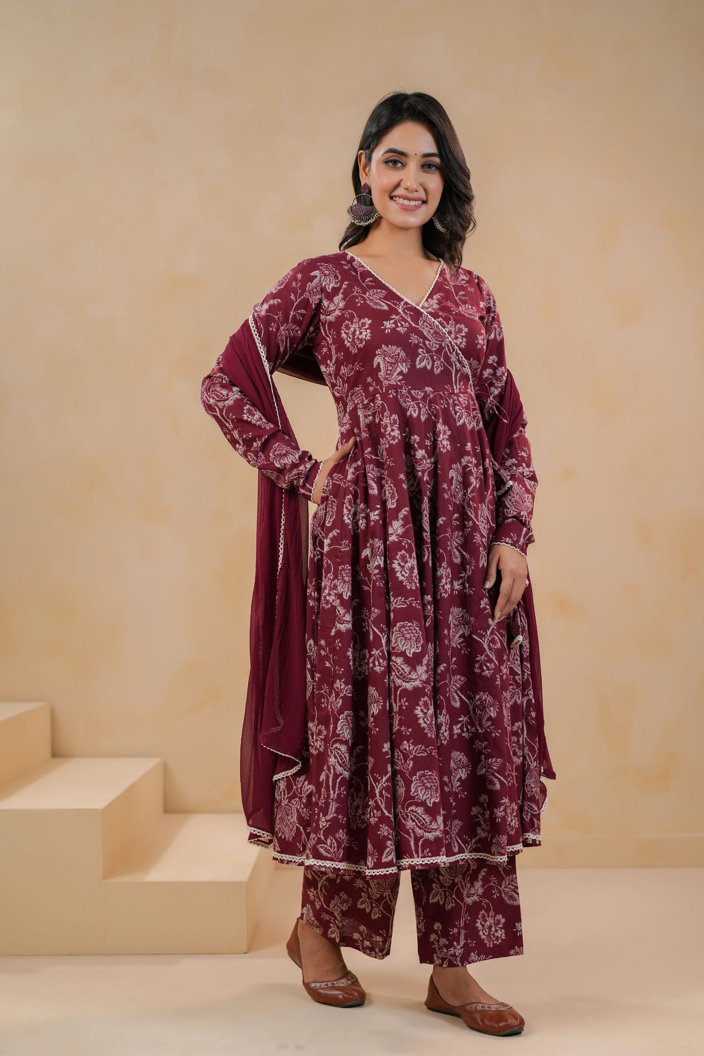 Maroon Muse Cotton Suit Set