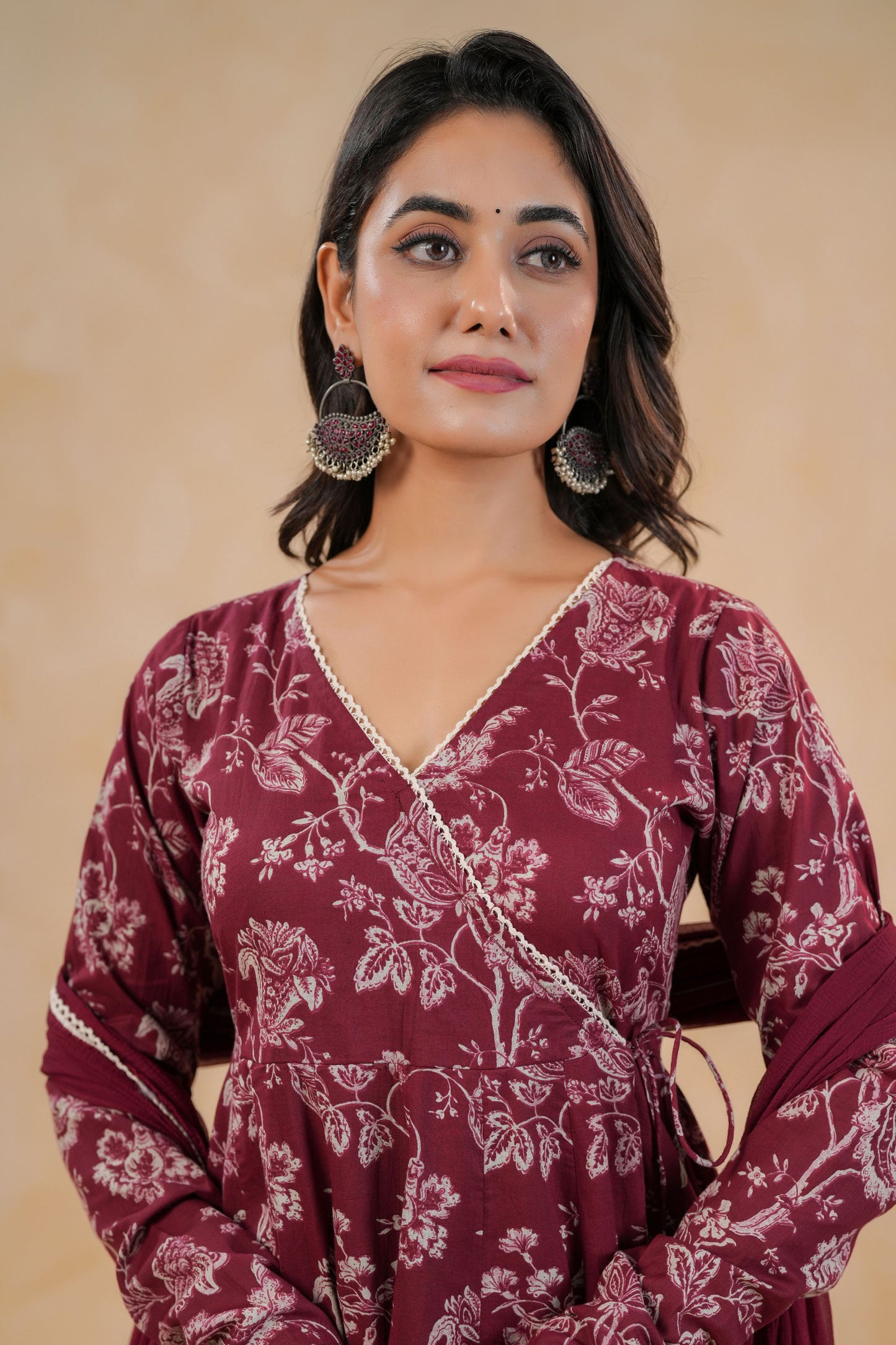 Maroon Muse Cotton Suit Set
