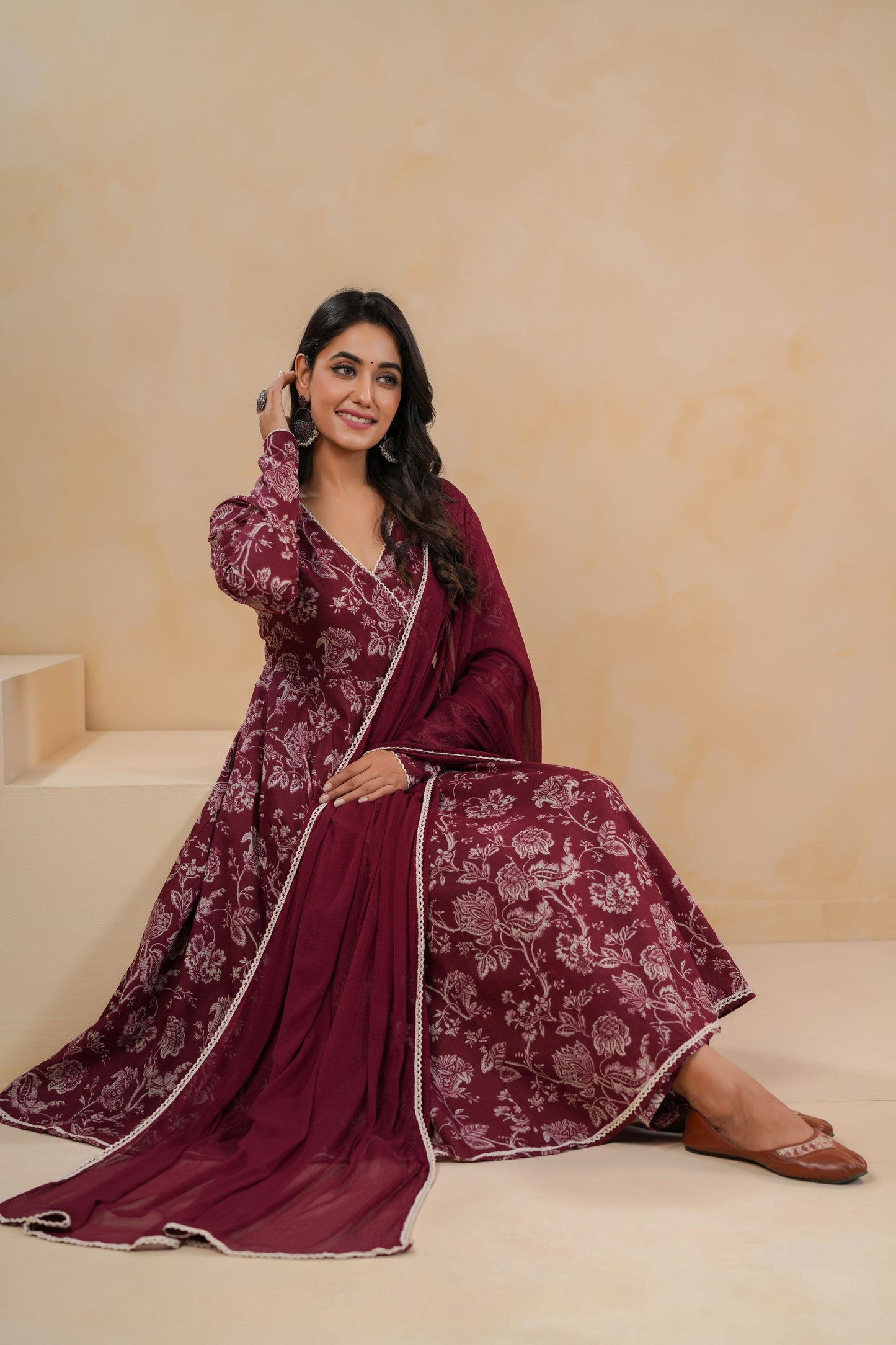 Maroon Muse Cotton Suit Set