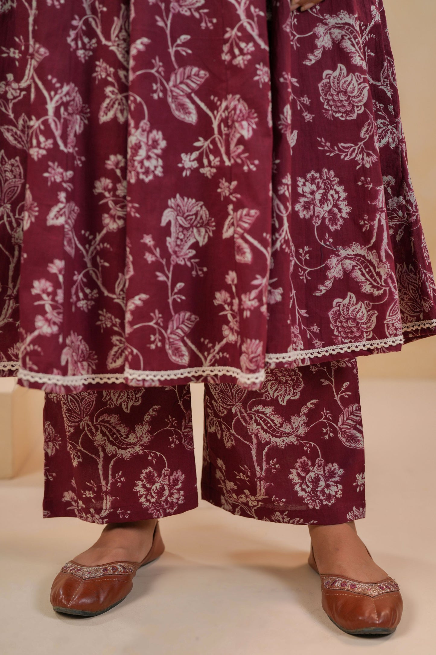 Maroon Muse Cotton Suit Set