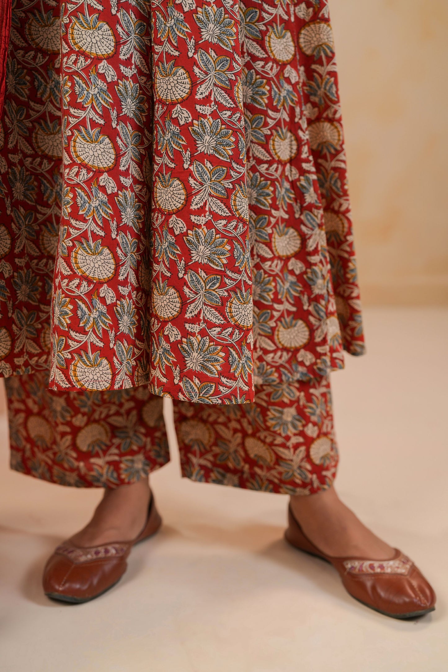 Crimson Kalakari Cotton Suit Set