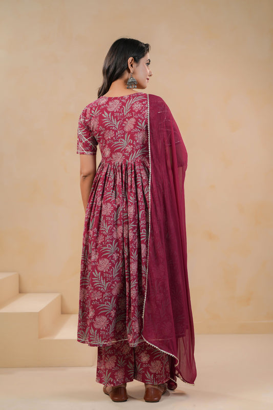 Burgundy Belle Cotton Suit Set