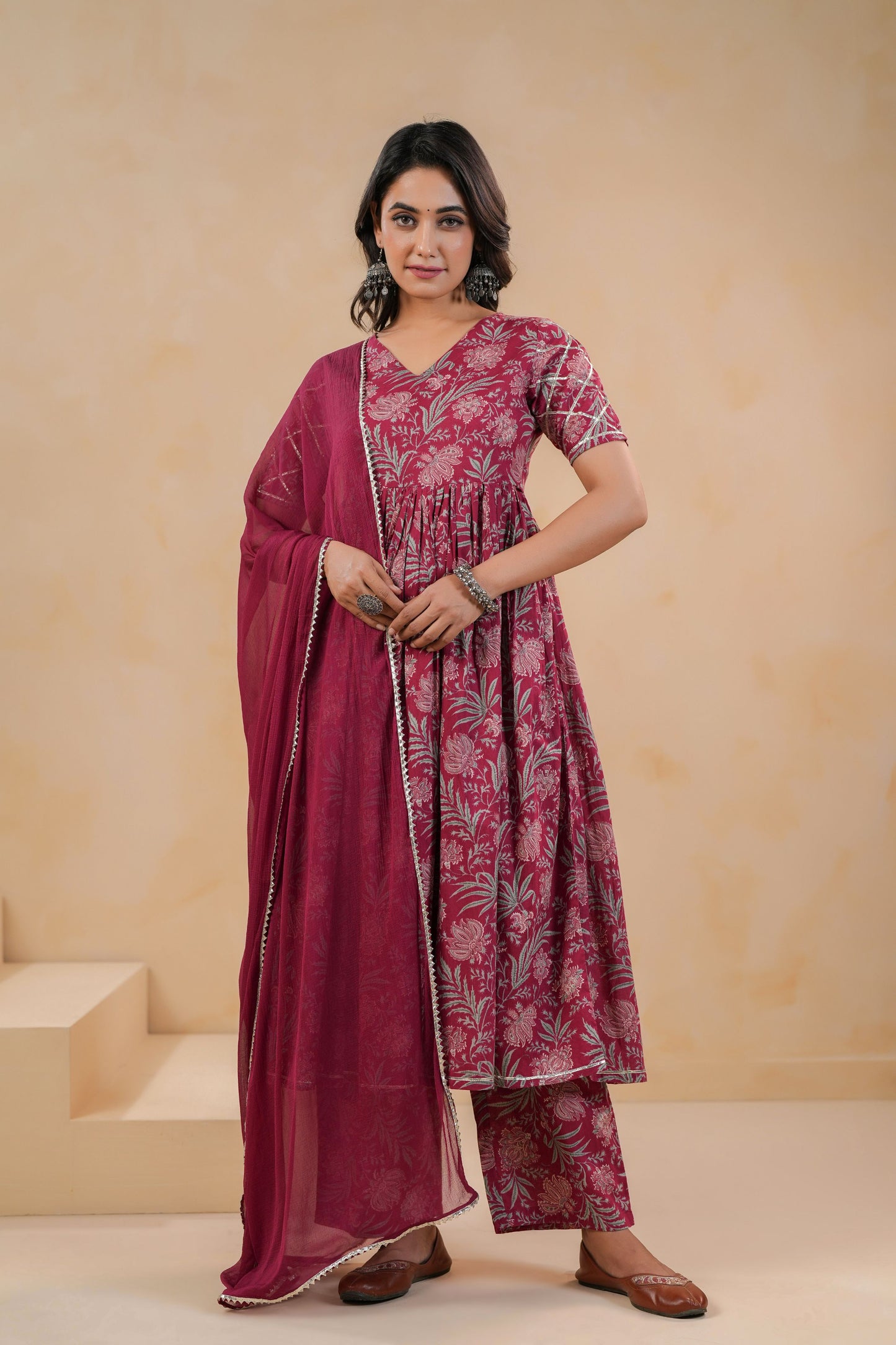 Burgundy Belle Cotton Suit Set