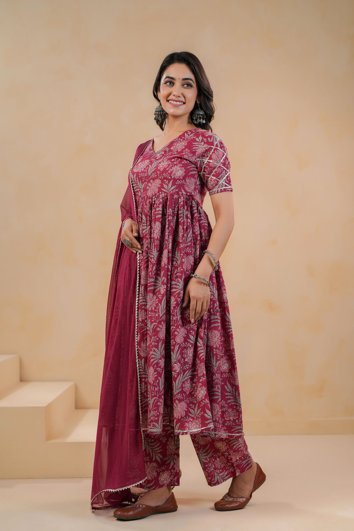 Burgundy Belle Cotton Suit Set