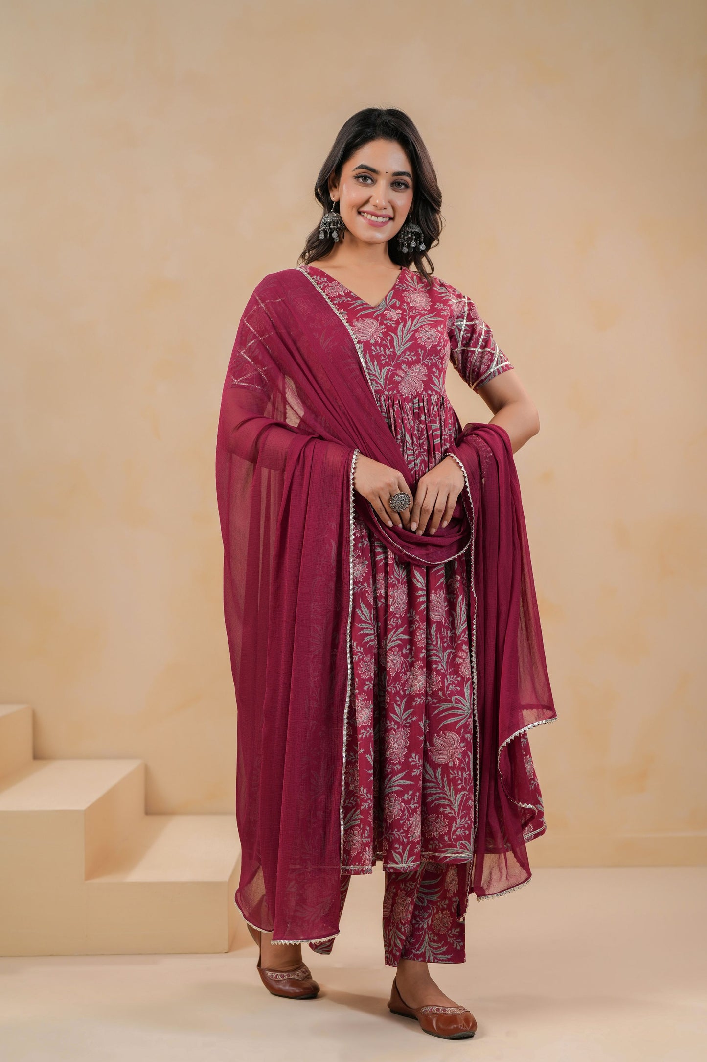 Burgundy Belle Cotton Suit Set