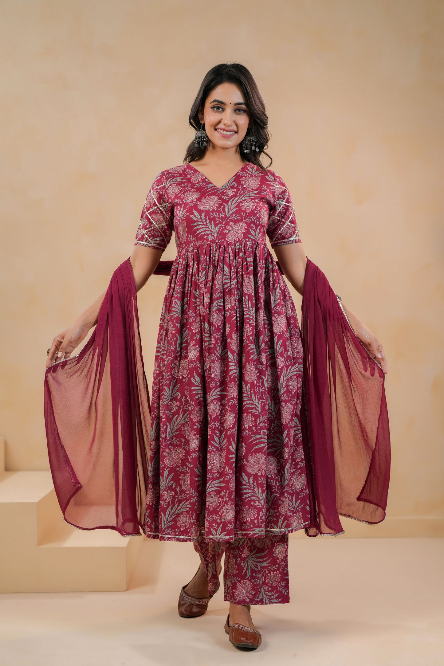 Burgundy Belle Cotton Suit Set