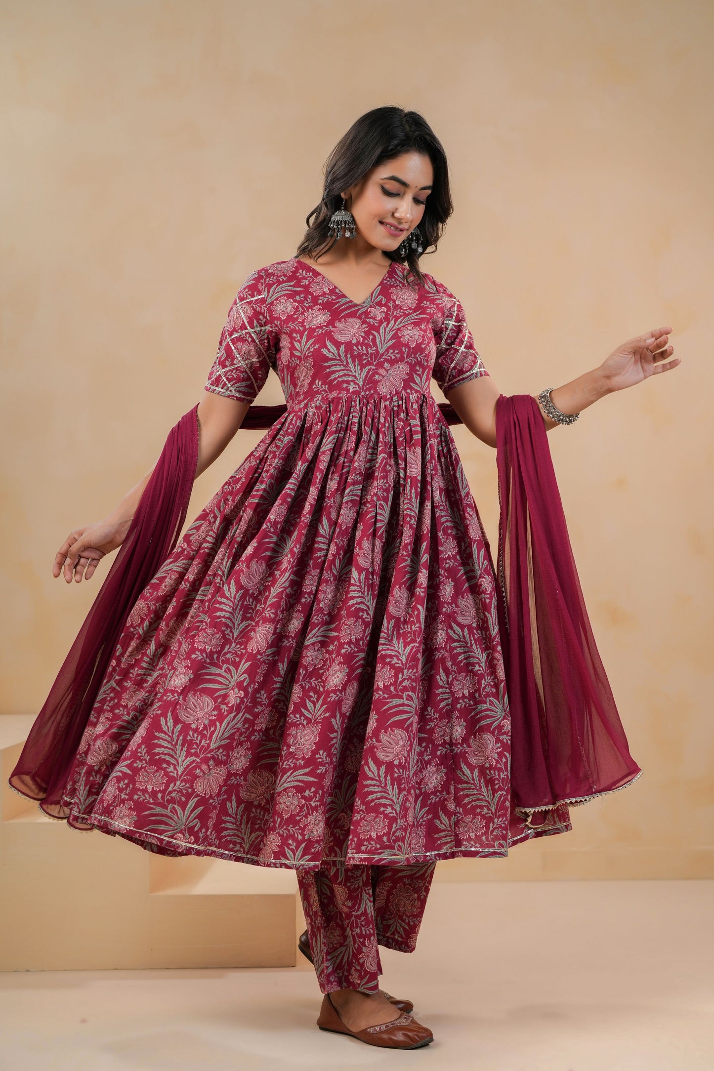 Burgundy Belle Cotton Suit Set