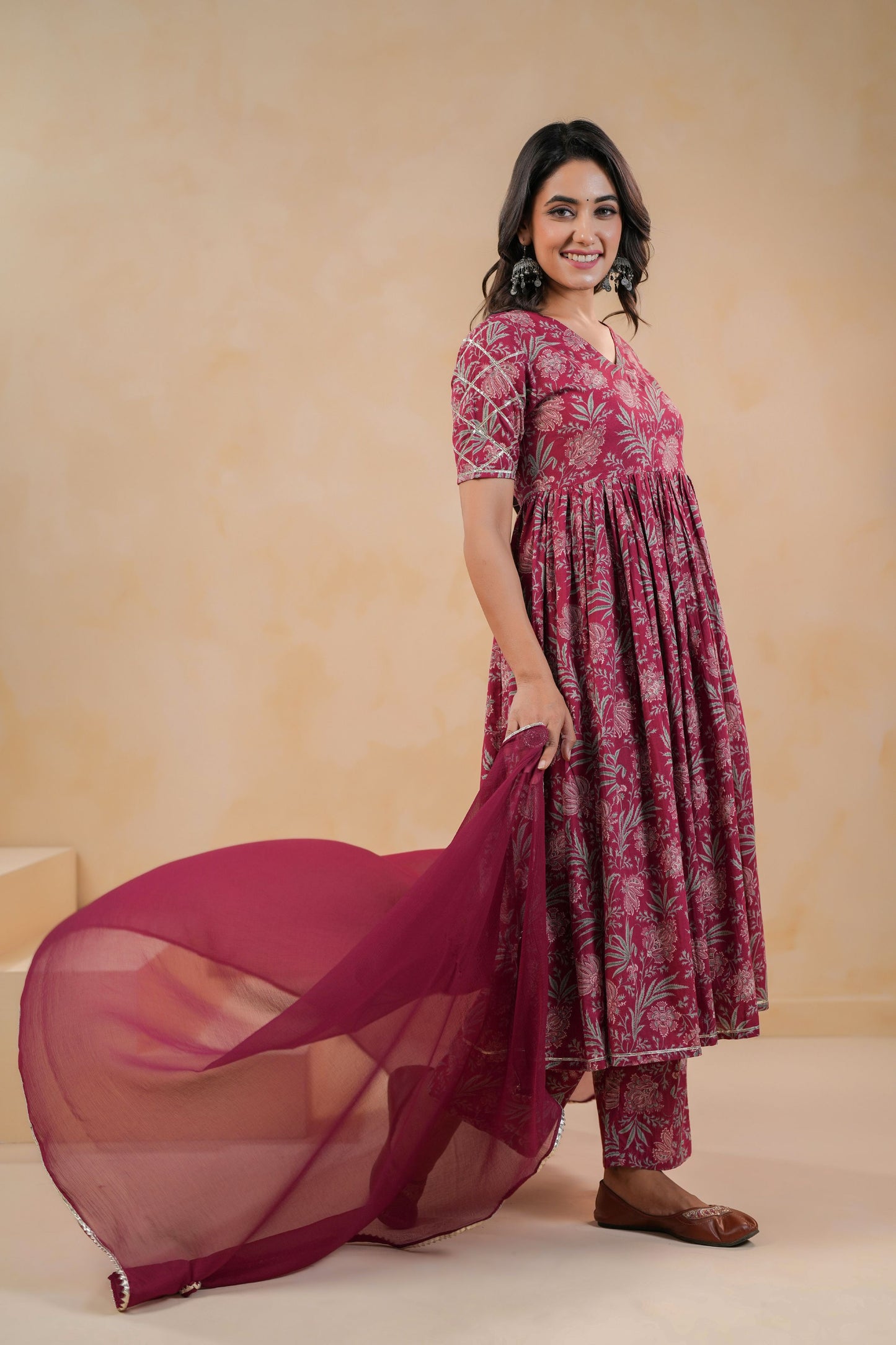 Burgundy Belle Cotton Suit Set
