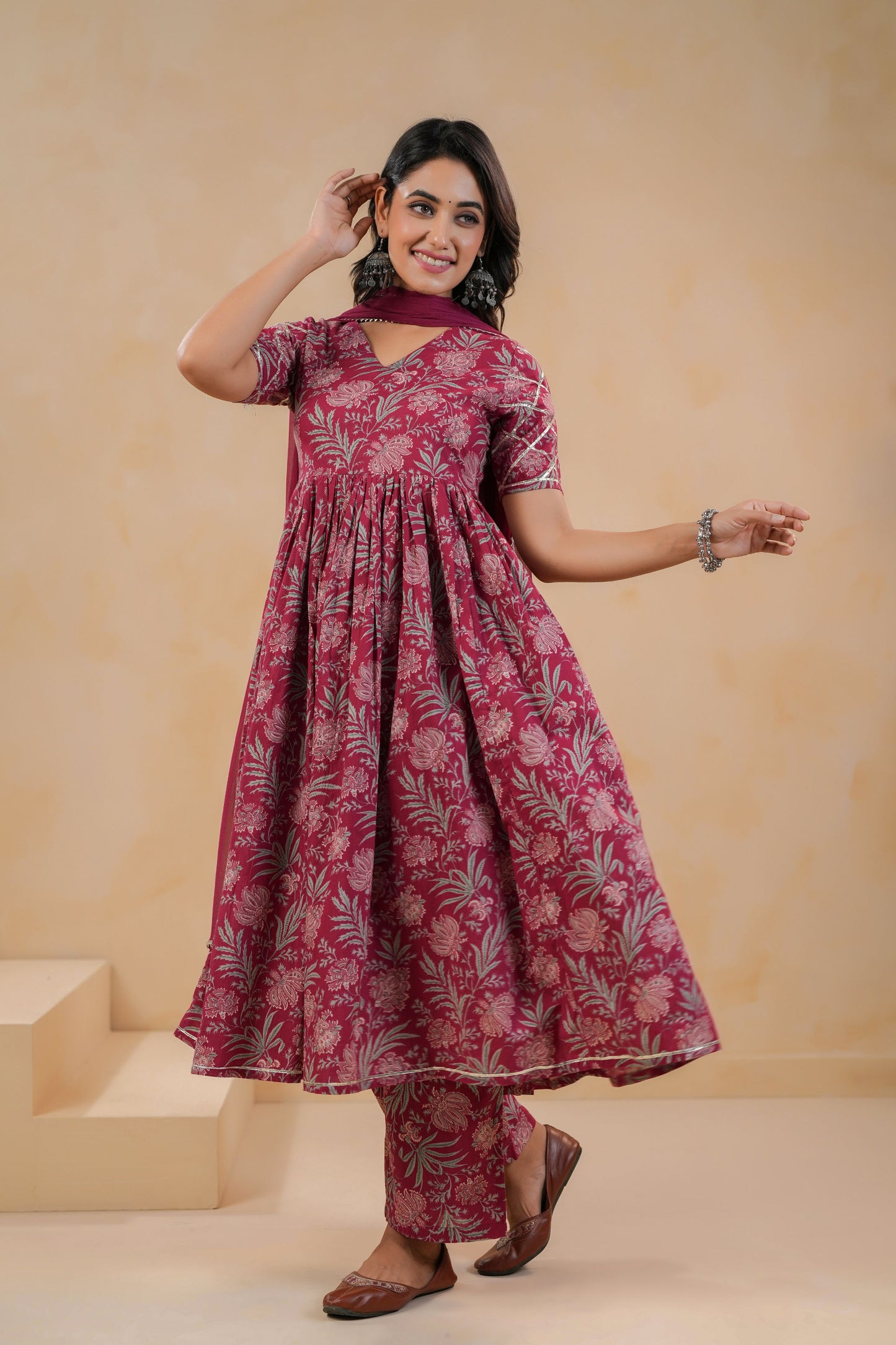 Burgundy Belle Cotton Suit Set
