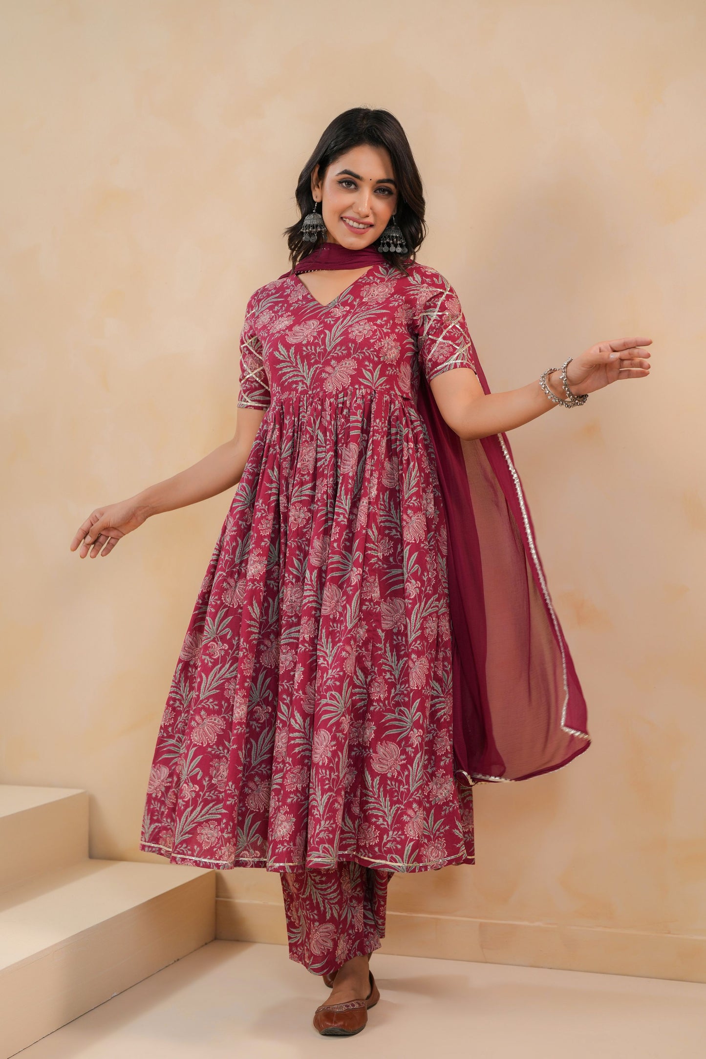 Burgundy Belle Cotton Suit Set