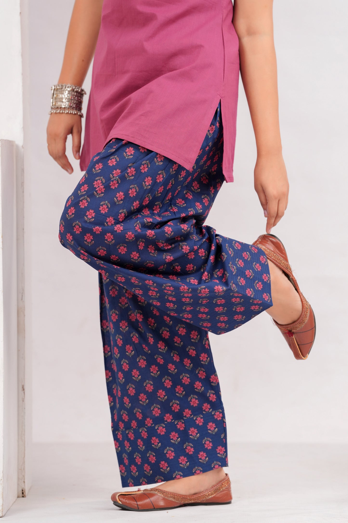 Magenta Fusion Cotton Kurta Pant