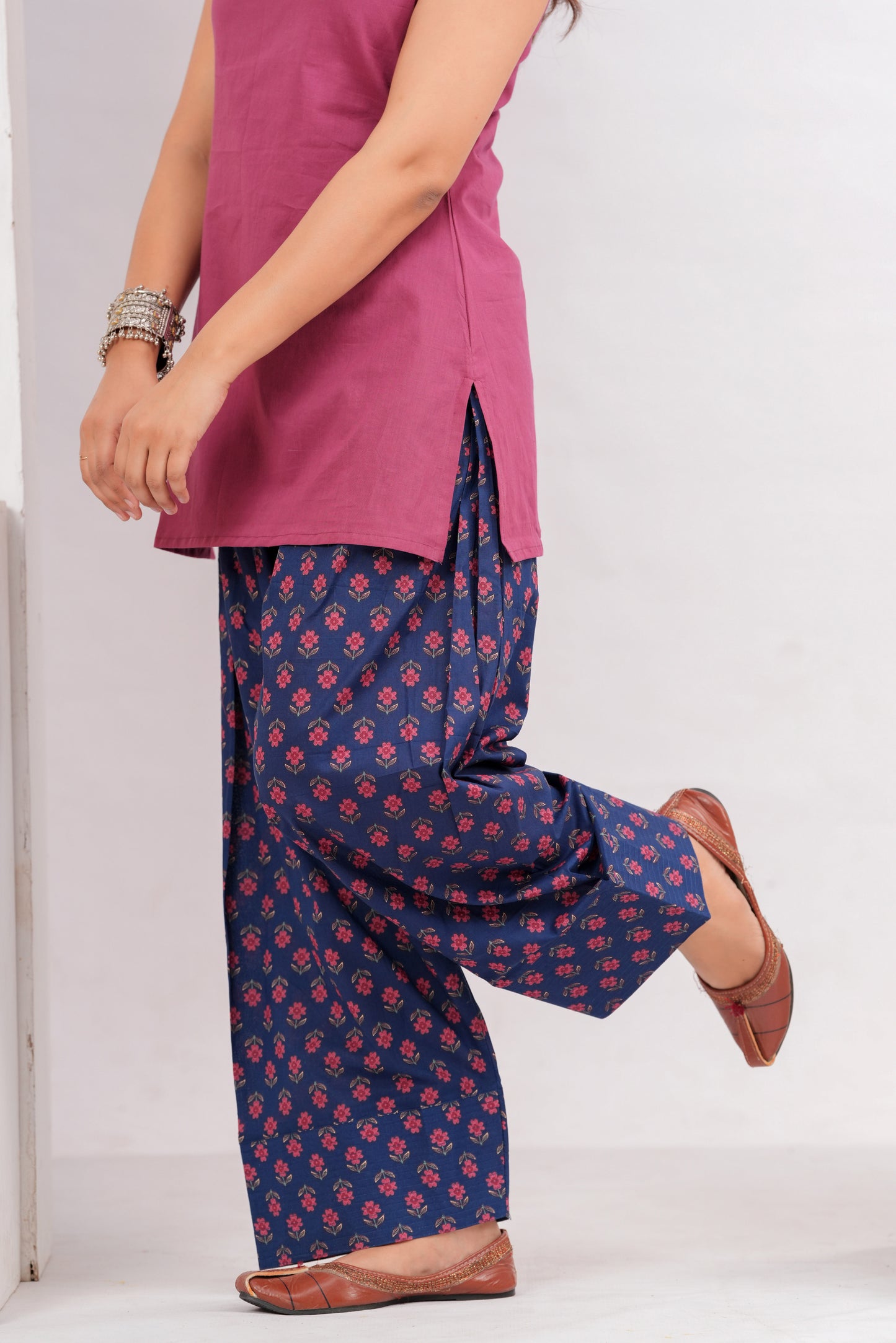 Magenta Fusion Cotton Kurta Pant