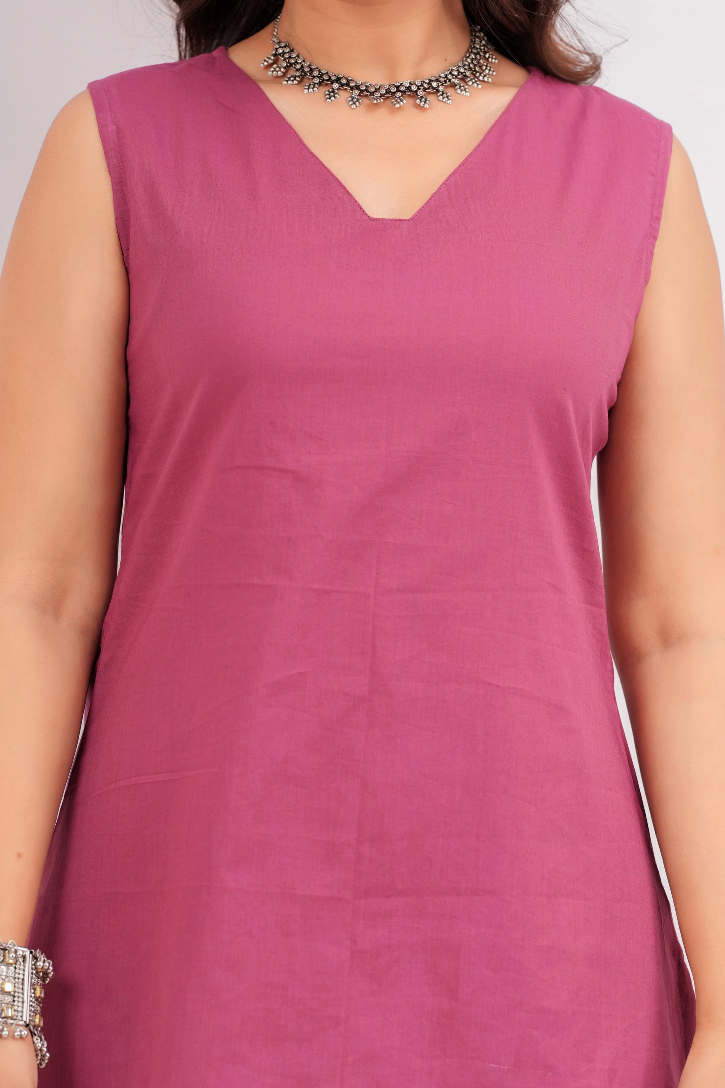 Magenta Fusion Cotton Kurta Pant