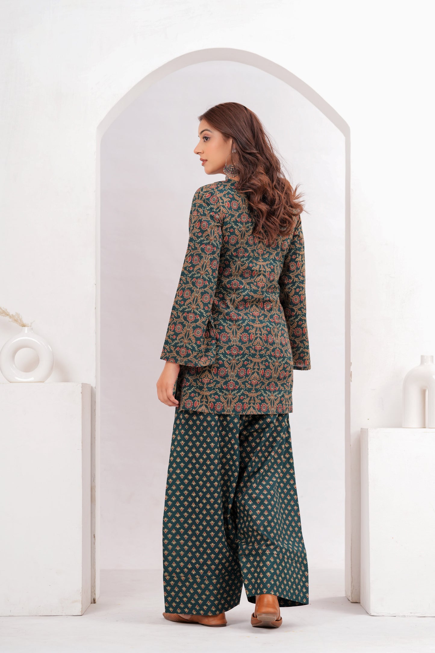 Forest Green Ajrakh Farshi Set