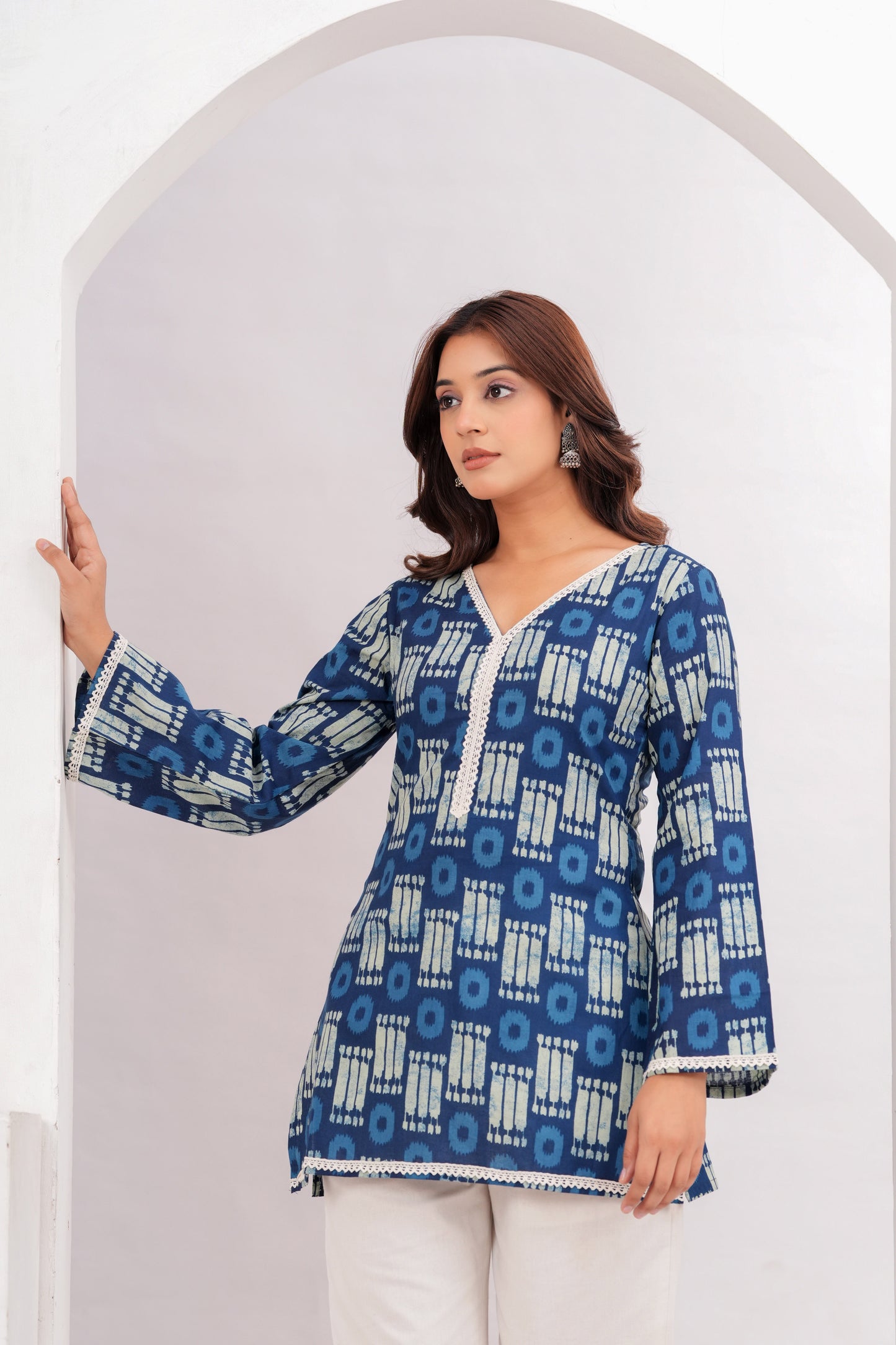 Abstract Indigo Short Top