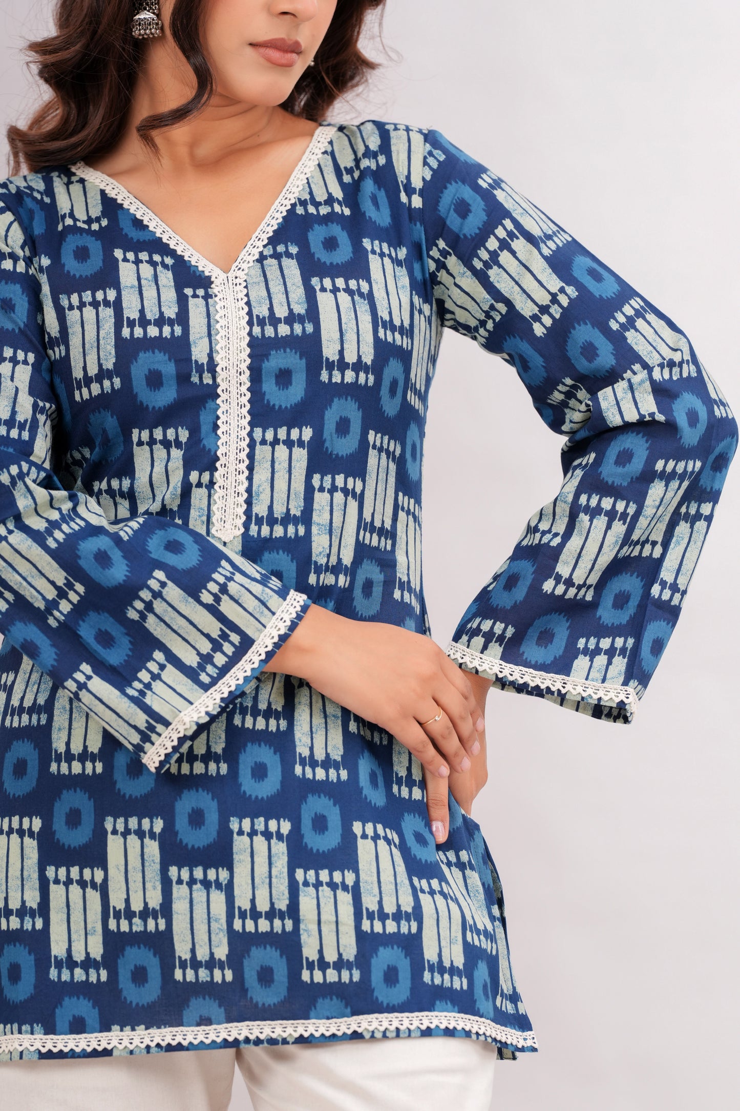 Abstract Indigo Short Top