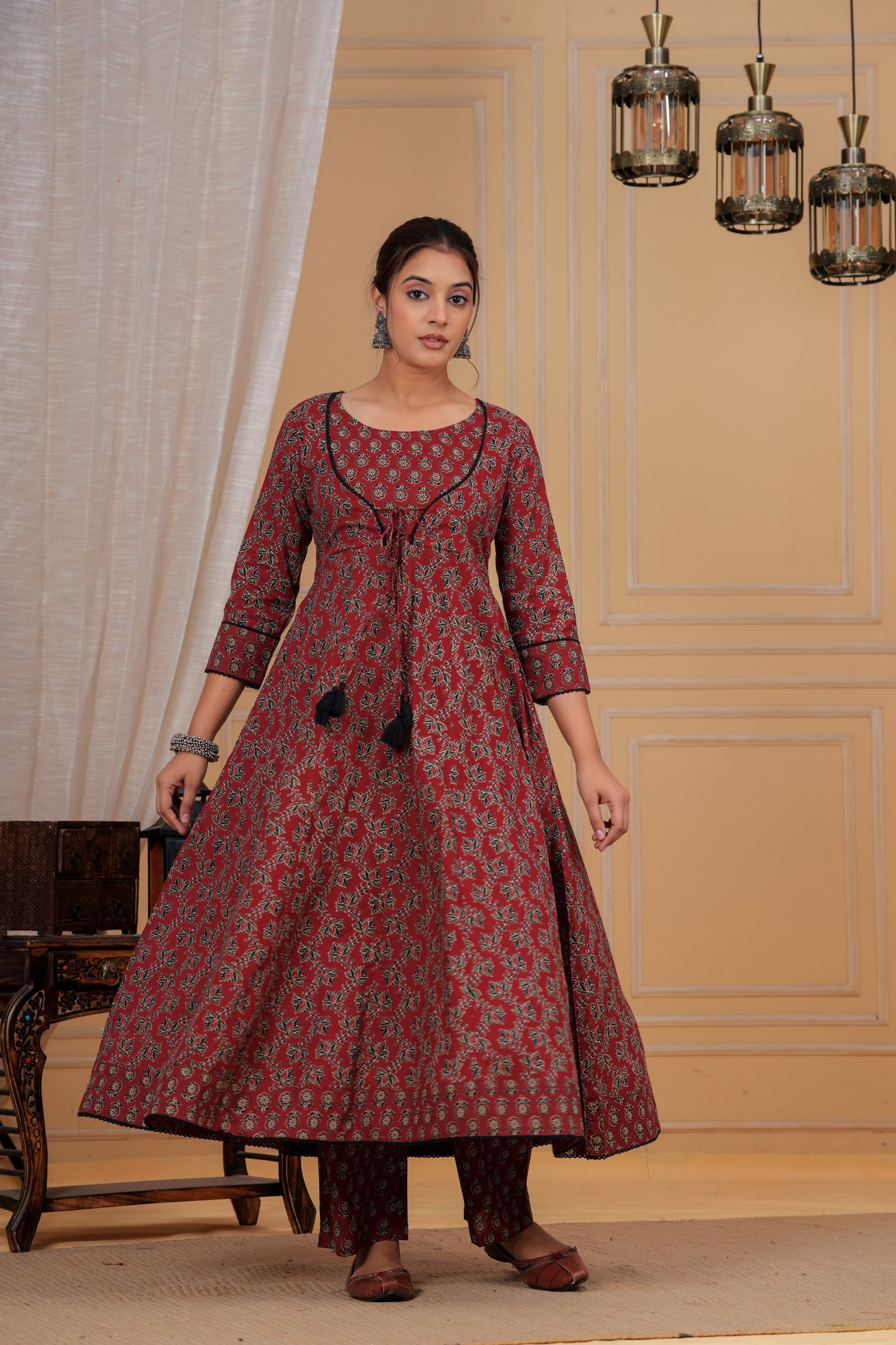 Vintage Maroon Cotton Suit Set