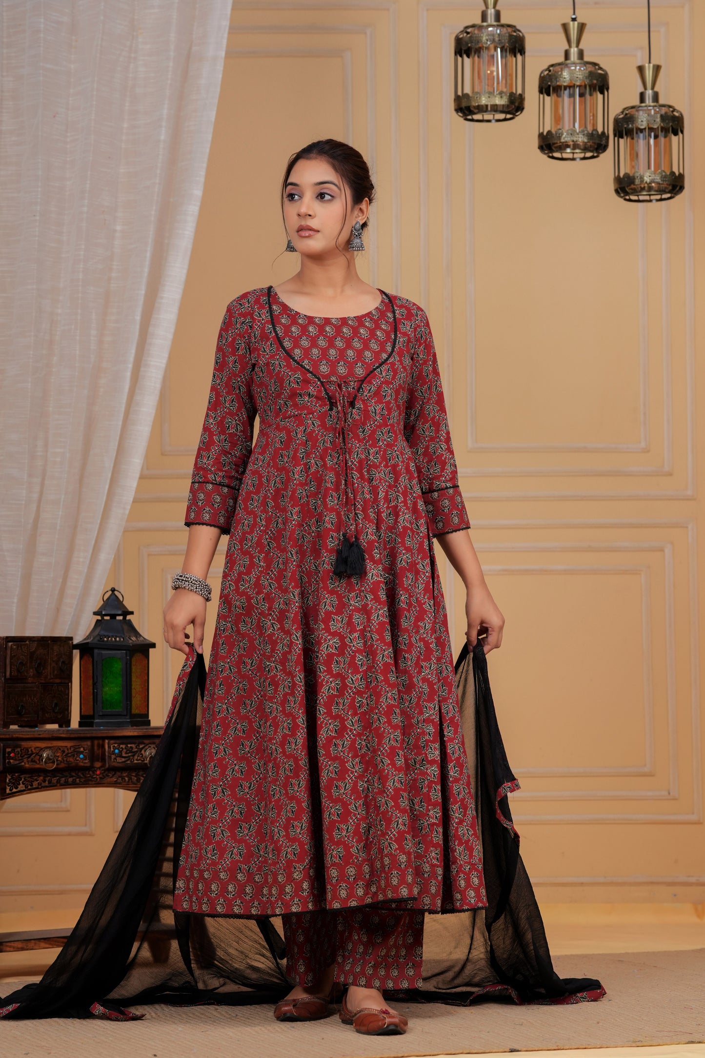 Vintage Maroon Cotton Suit Set