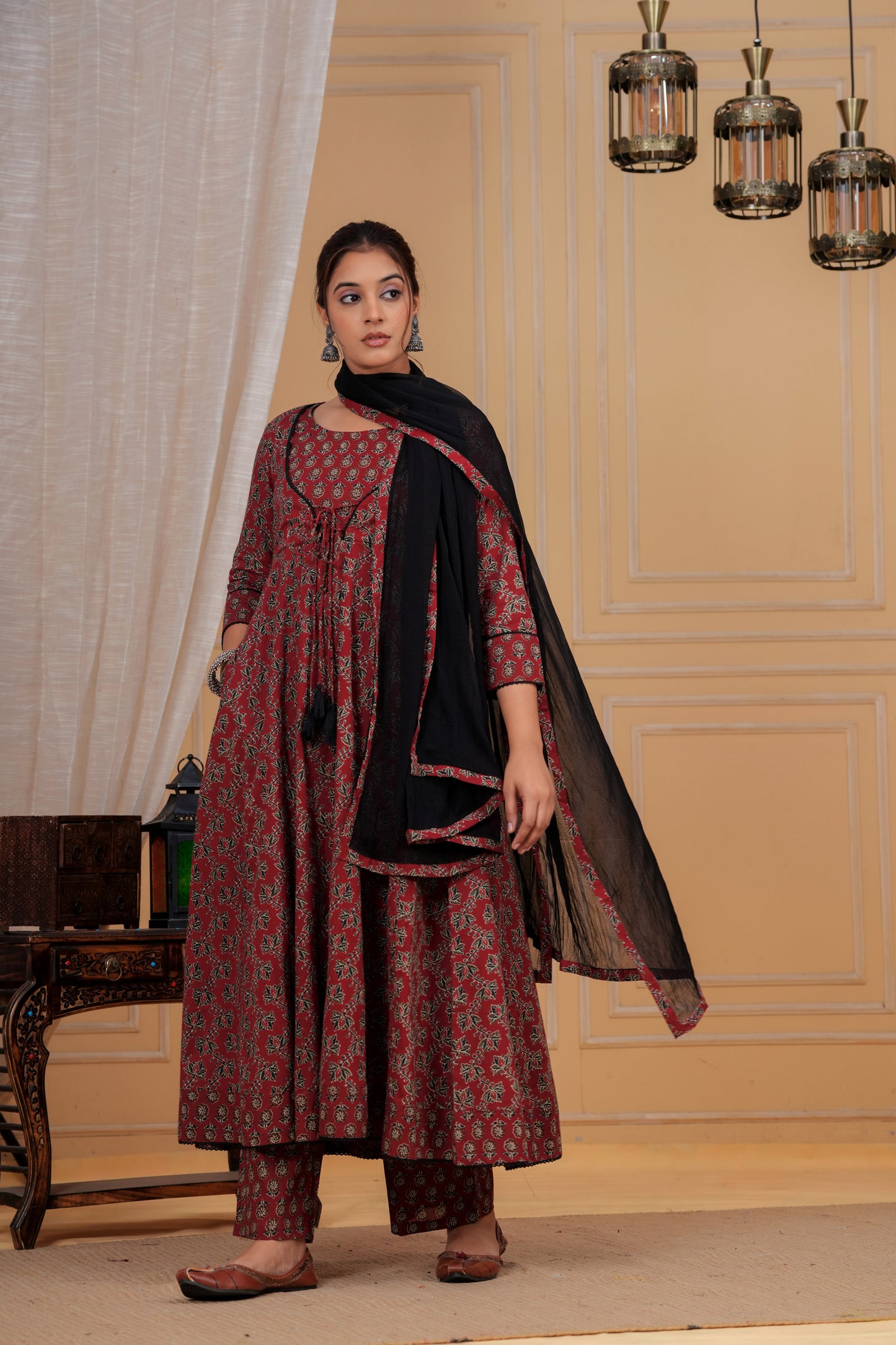 Vintage Maroon Cotton Suit Set