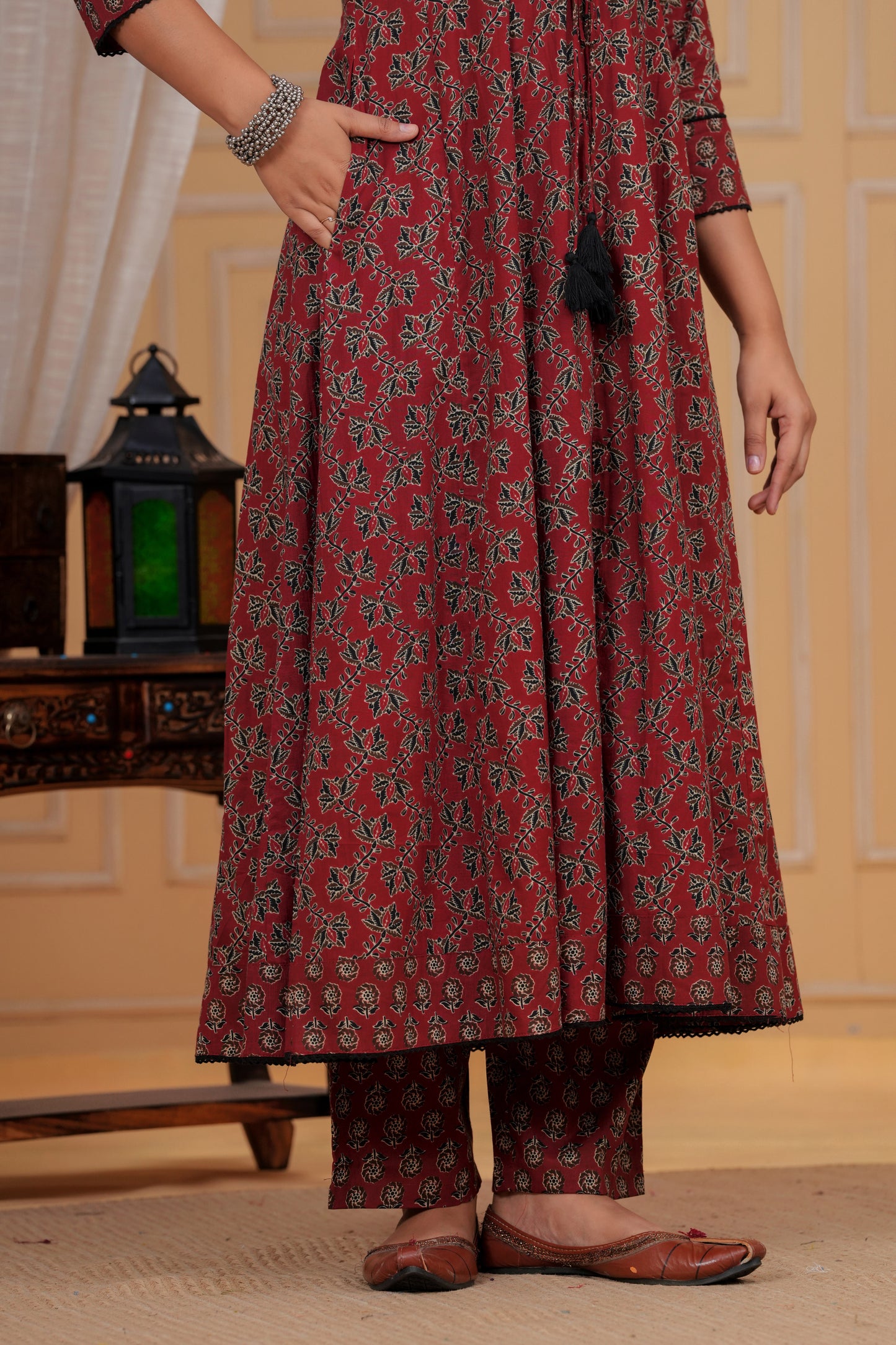 Vintage Maroon Cotton Suit Set