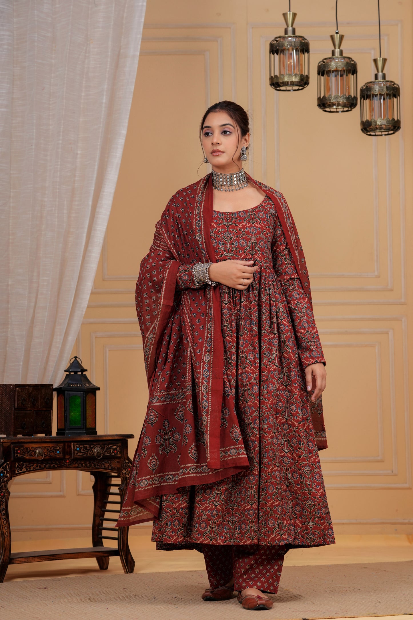 Rust Heritage Ajrakh Suit Set