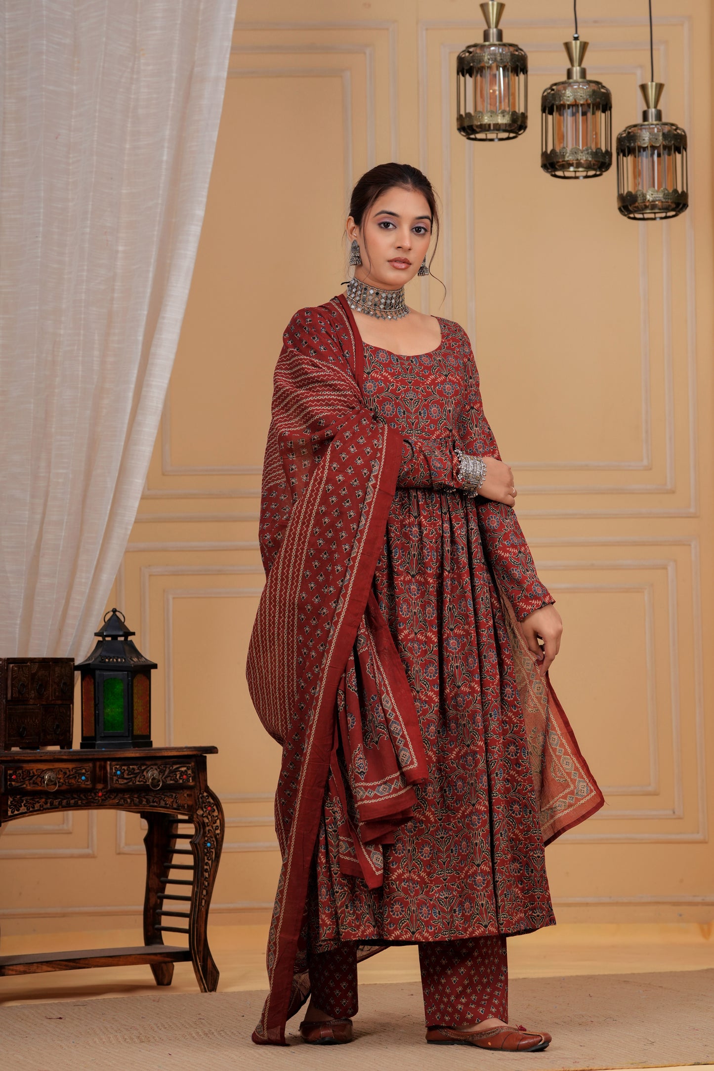 Rust Heritage Ajrakh Suit Set