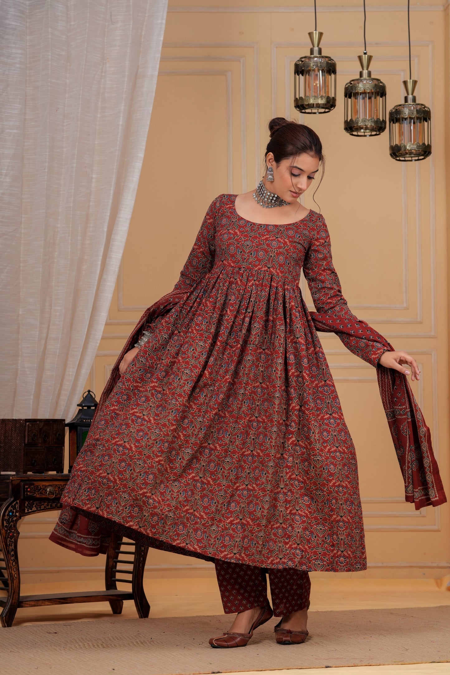Rust Heritage Ajrakh Suit Set