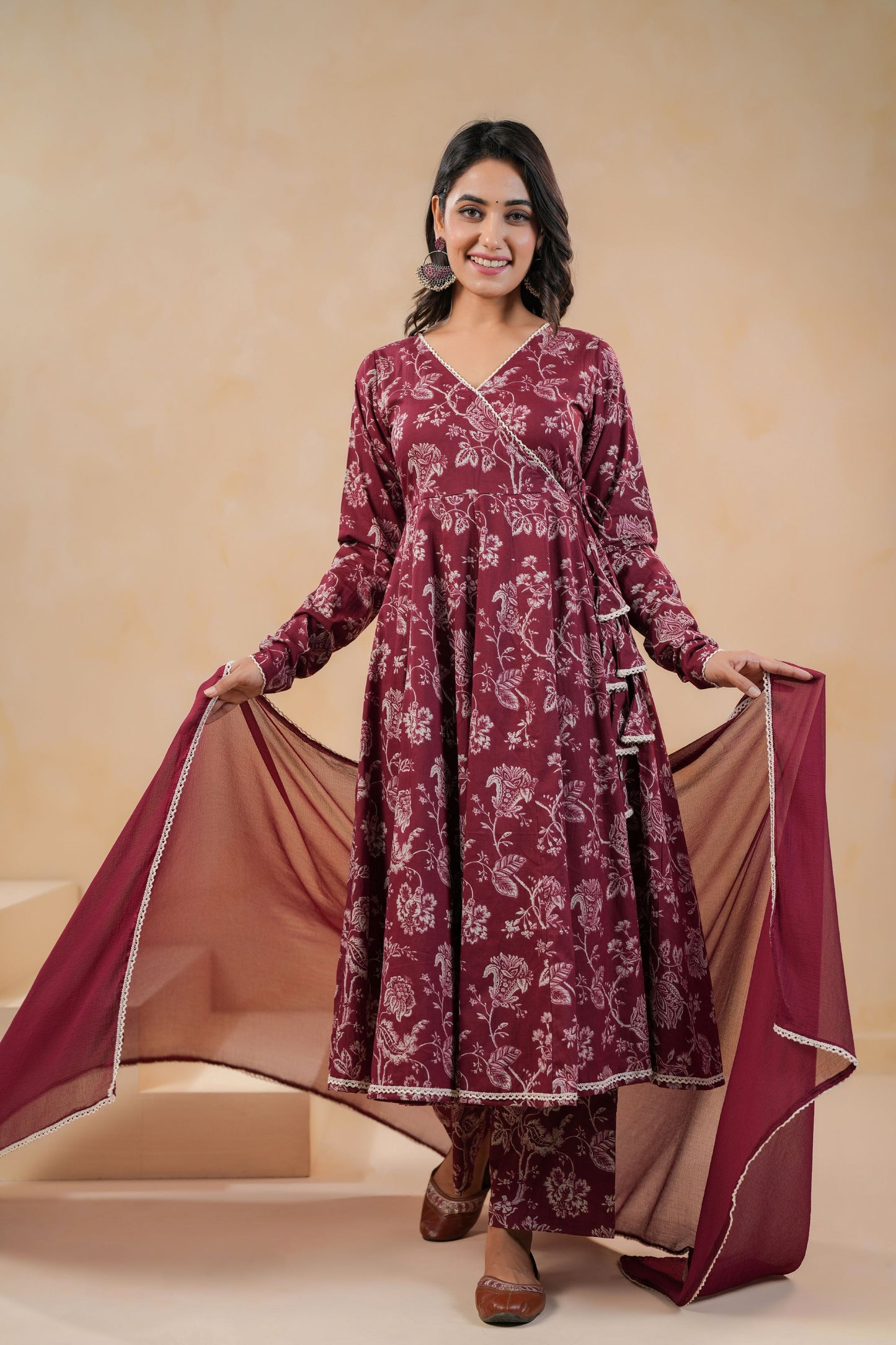 Maroon Muse Cotton Suit Set