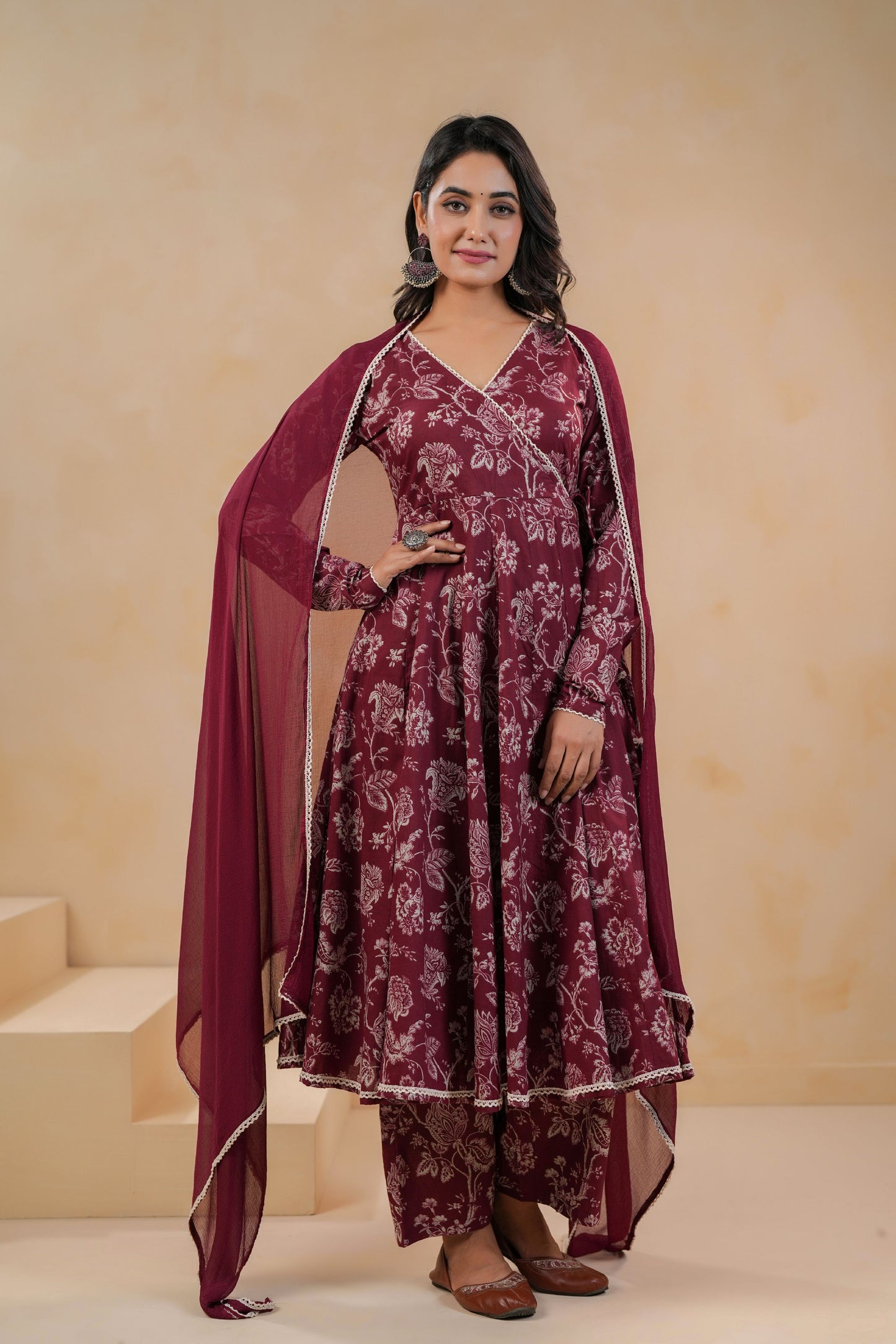 Maroon Muse Cotton Suit Set