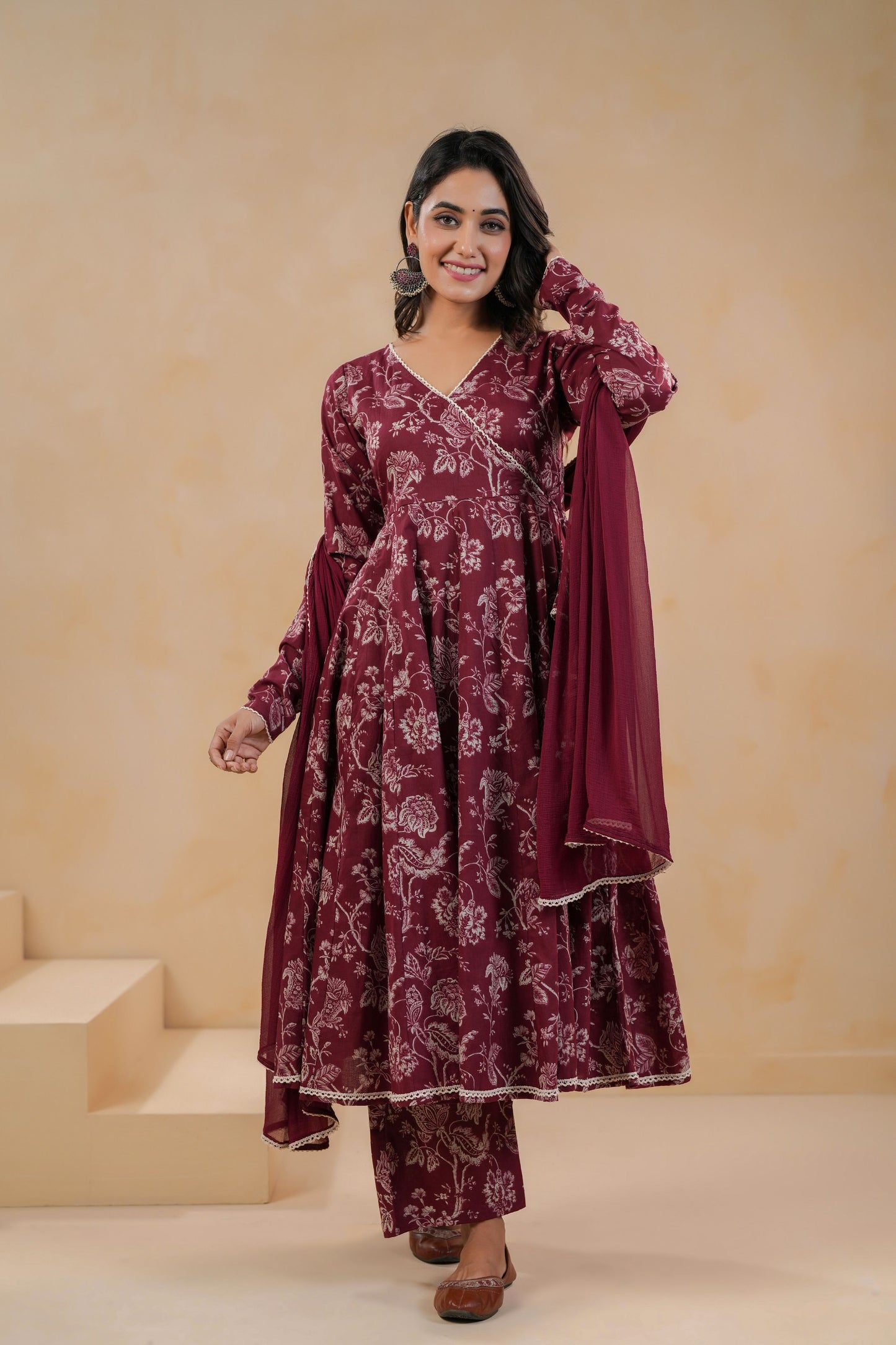 Maroon Muse Cotton Suit Set