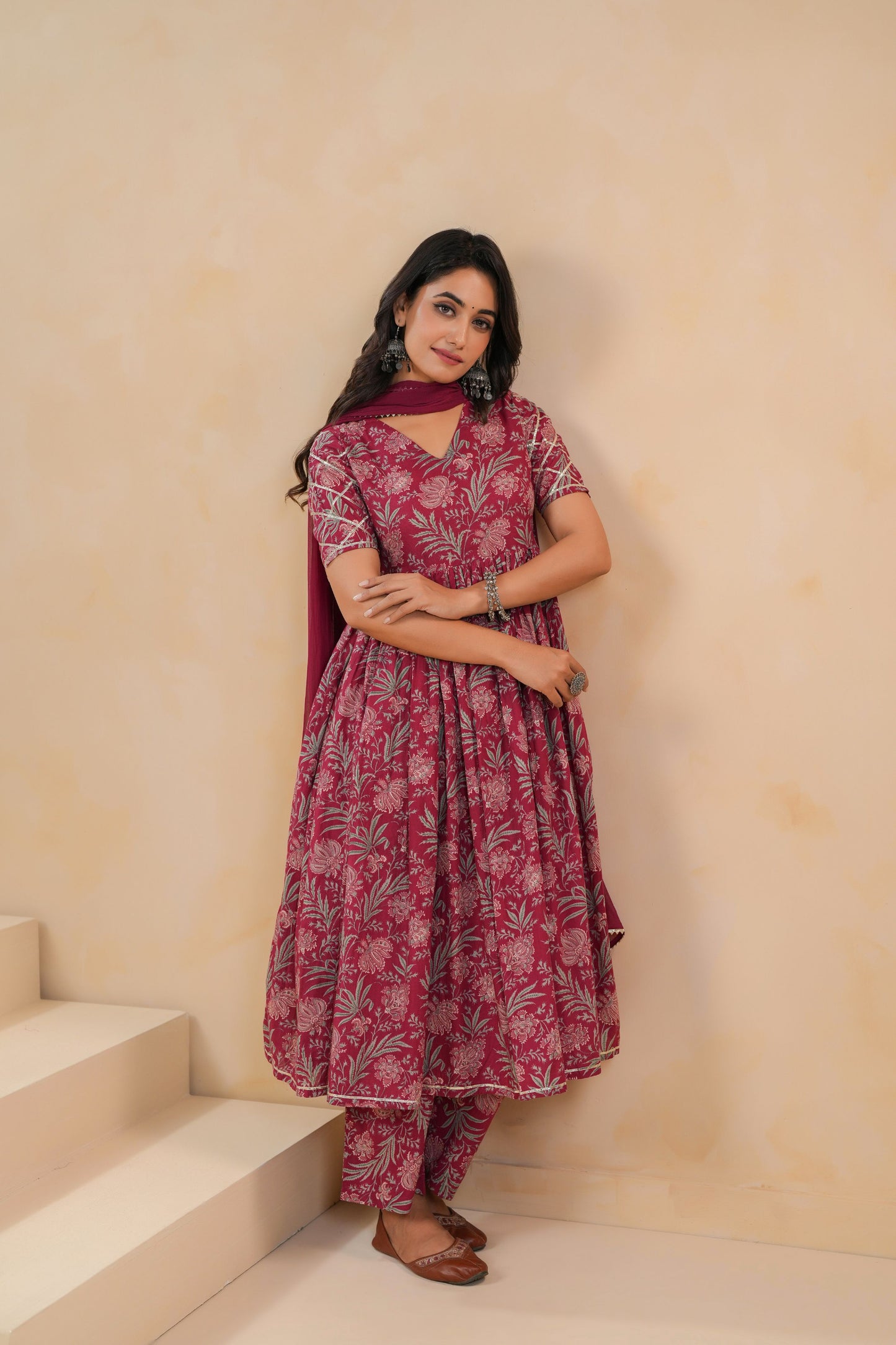 Burgundy Belle Cotton Suit Set