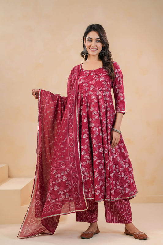 Roseglow Drape Cotton Suit Set