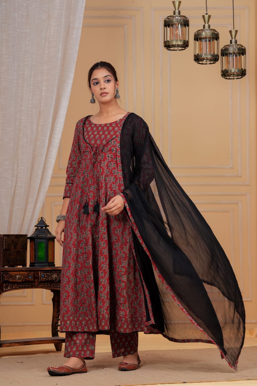 Vintage Maroon Cotton Suit Set